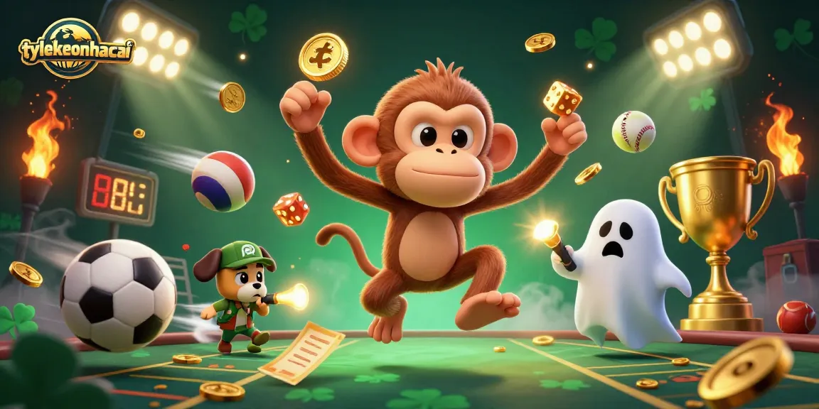 Betting on sports with tylekeonhacai: playful monkey and puppy track golden items in haunted casino.