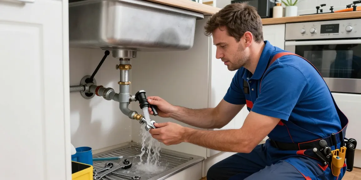 Leighton Buzzard emergency plumber fixing a leak under the sink, showcasing urgent plumbing support.