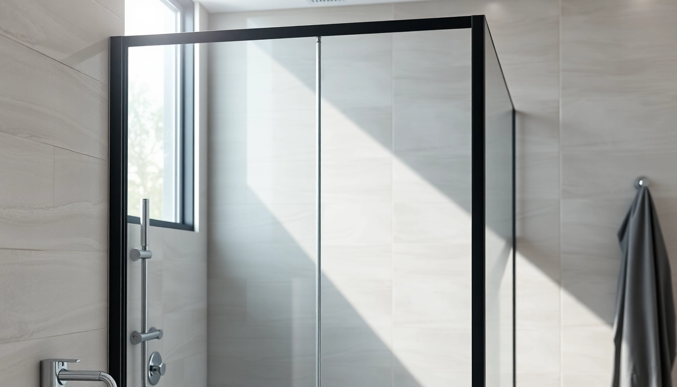 Visualisez la paroi de douche 150x200 en verre moderne intégrée dans une salle de bain élégante.