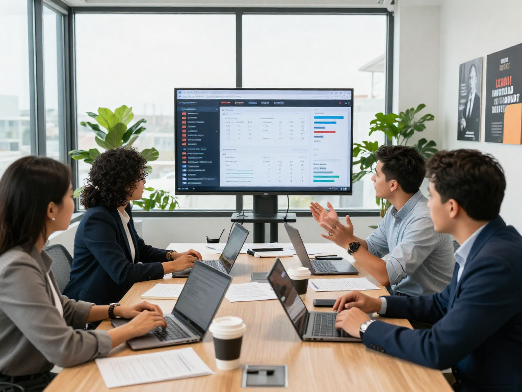 Remove negative news about candidate in a political strategy meeting with data analytics displayed.