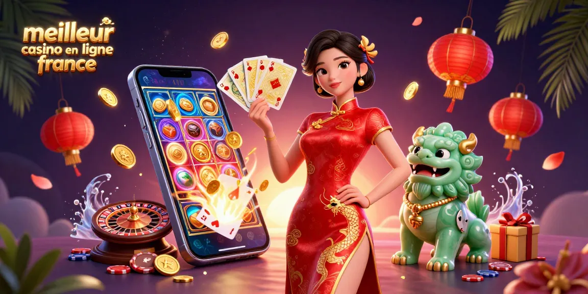 Jouez à des jeux passionnants au meilleur casino en ligne France avec une illustration 3D vibrante mettant en avant l'action et les personnages.