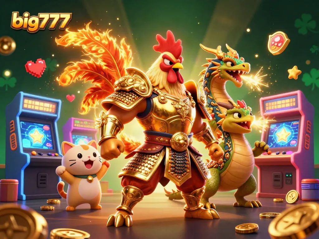 Experience big777 excitement with a fierce samurai warrior and dragon in an engaging casino scene.