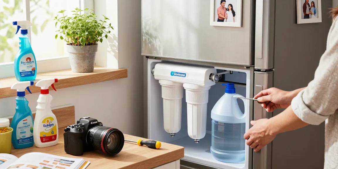 Installing the EcoAqua EFF-6013A Replacement Filter in a modern kitchen for fresh drinking water.
