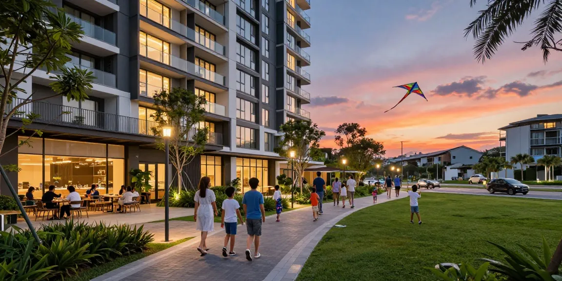 Tanjong Rhu Residences community scene showcasing families enjoying outdoor spaces and modern architecture.