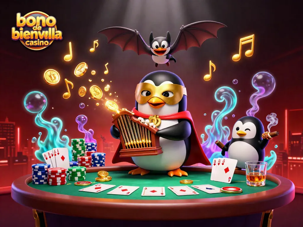 Bonos de bienvenida casino: ilustración vibrante que simboliza promociones y juegos en línea.