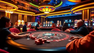 Enjoying high-stakes poker at https://xx88.boats/, featuring vibrant chips and lively players.