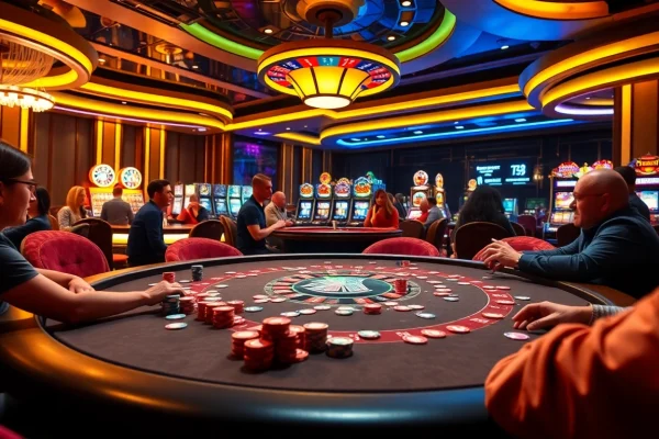 Enjoying high-stakes poker at https://xx88.boats/, featuring vibrant chips and lively players.