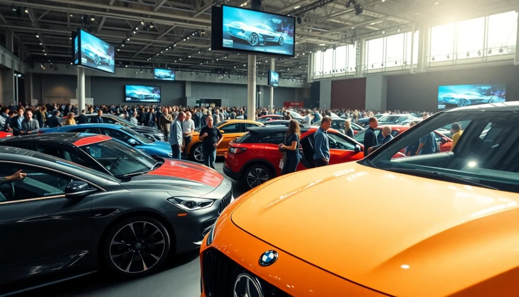 Engaged visitors exploring vehicles at the Auto Cars Show, showcasing automotive excitement.