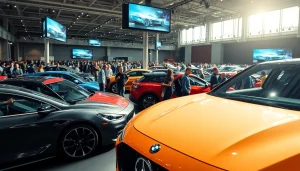 Engaged visitors exploring vehicles at the Auto Cars Show, showcasing automotive excitement.
