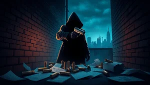 Engaging cover for Politics Thieves and Bullets featuring suspenseful urban crime scene