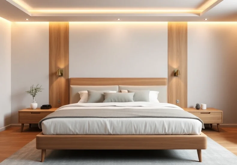 Materassi matrimoniali di alta qualità esposti in una camera elegante, combinando comfort e stile.