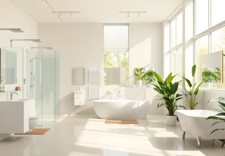 Moderne Badezimmerprodukte von sonni sanitär GmbH in stilvollem Showroom präsentieren.