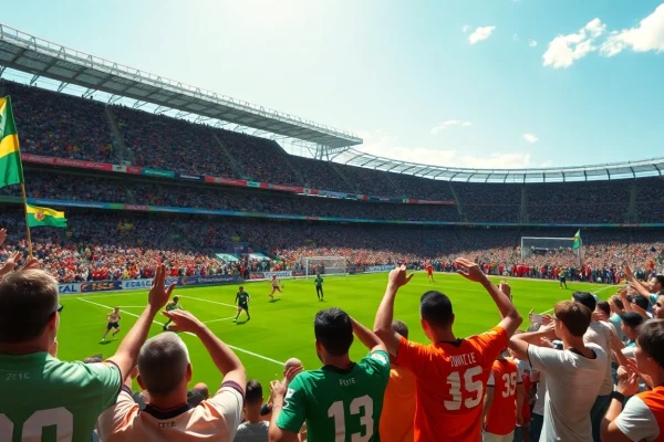 축구중계 중계되는 생생한 경기 장면과 열광하는 관중의 모습