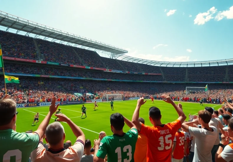 축구중계 중계되는 생생한 경기 장면과 열광하는 관중의 모습
