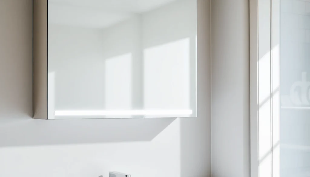 Spiegelschrank led mit modernem Design und eleganter Beleuchtung im Badezimmer präsentieren