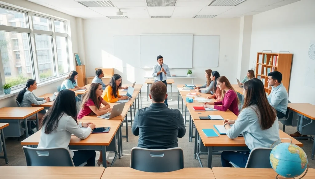 Students actively participating in an Education class, showcasing teamwork and collaboration.