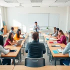 Students actively participating in an Education class, showcasing teamwork and collaboration.