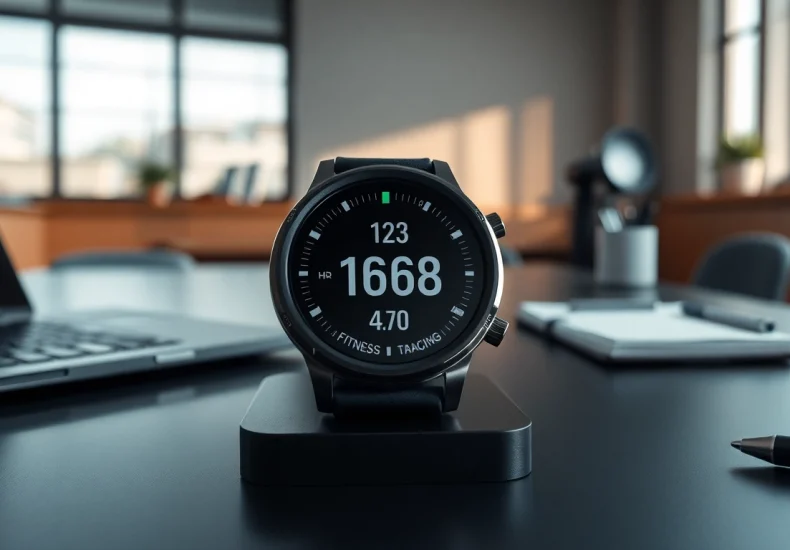 LC88 smart watch displayed on a sleek desk, showcasing HD display and fitness metrics.