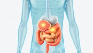 Illustration depicting visceral fat surrounding internal organs for educational purposes.