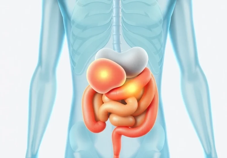 Illustration depicting visceral fat surrounding internal organs for educational purposes.