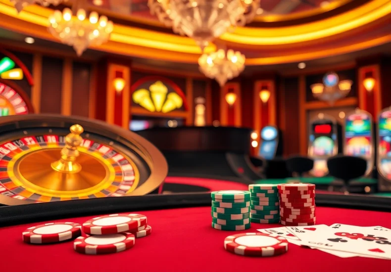 Engaging gambling action scene showcasing QQ88 COM with poker chips and cards on a casino table.