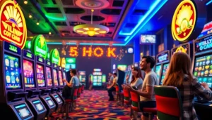 Engaging online casino environment showcasing slot hoki games with vibrant colors and enthusiastic players.