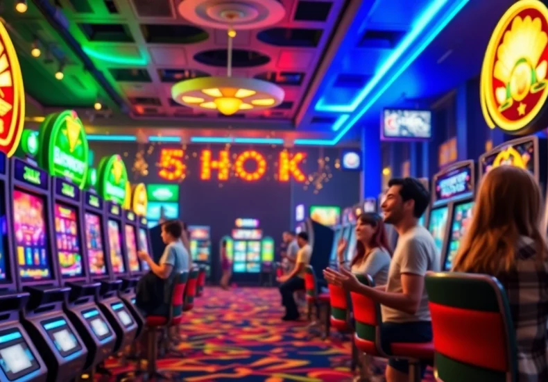 Engaging online casino environment showcasing slot hoki games with vibrant colors and enthusiastic players.