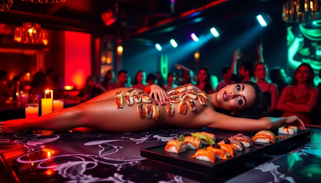 Experience body sushi at Club Noir, St. Martin's upscale nightlife destination with vibrant ambiance.