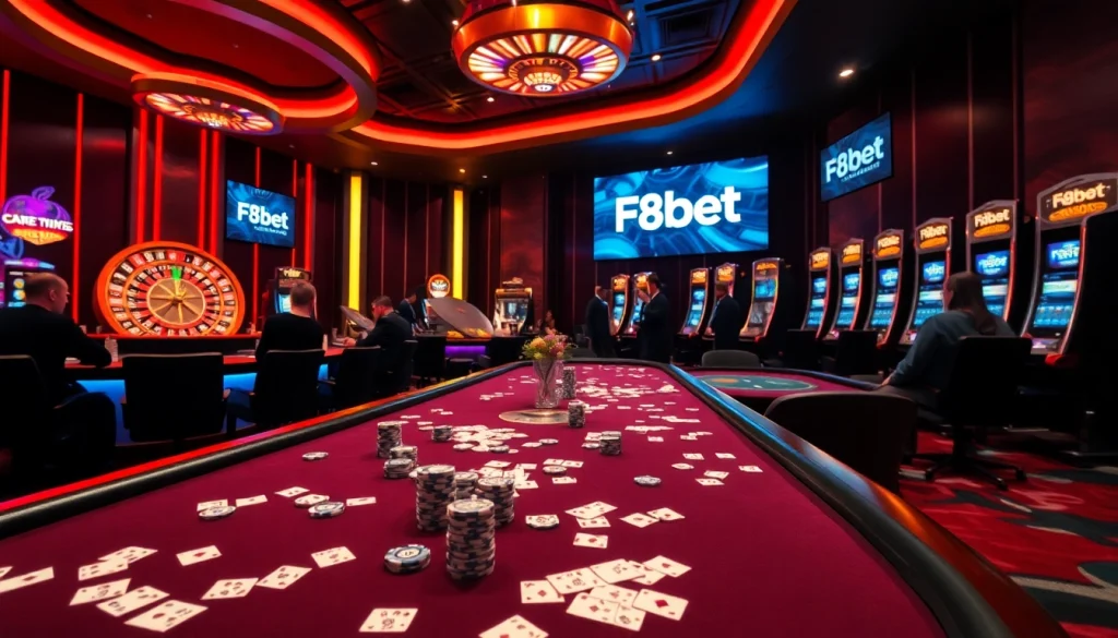 Experience the excitement of F8bet casino with vibrant gaming tables and thrilling slots.