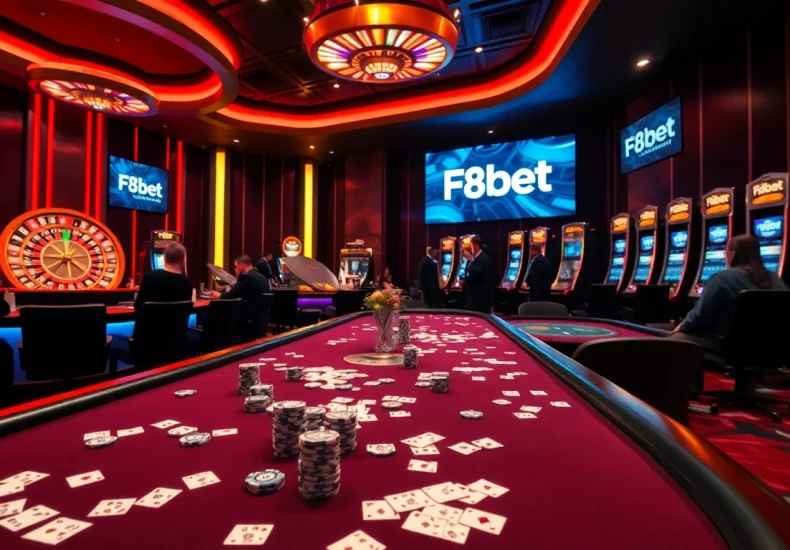 Experience the excitement of F8bet casino with vibrant gaming tables and thrilling slots.