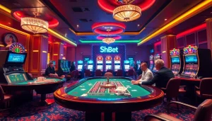 Engaging players at SHBET casino tables, showcasing excitement and professional gambling atmosphere.