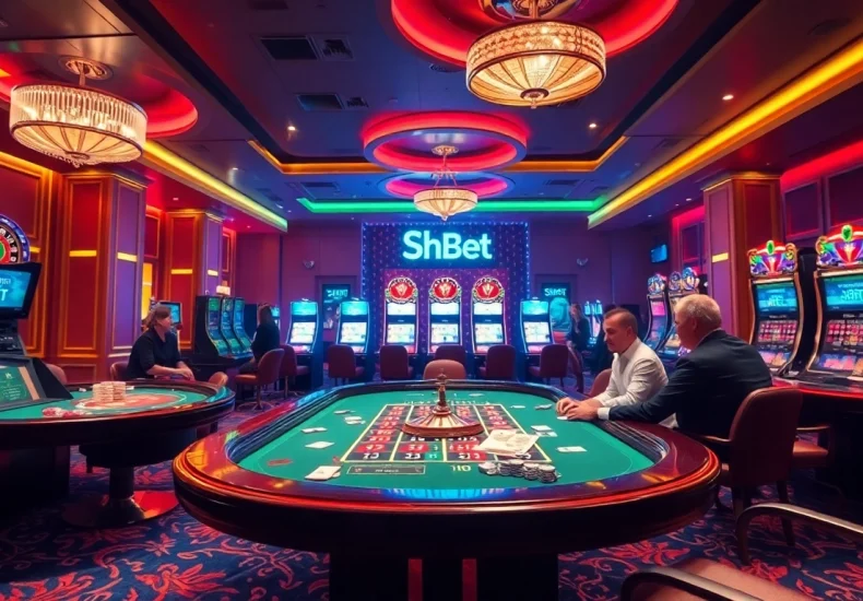 Engaging players at SHBET casino tables, showcasing excitement and professional gambling atmosphere.