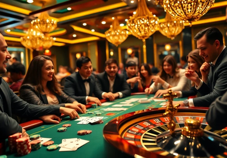 EE88 players engaging in an exciting high-stakes casino game with chips and cards.