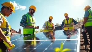 Solar Panel Installation Leicester: Skilled team installing solar panels on a sunny rooftop
