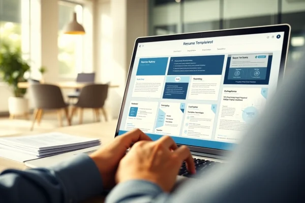 Enhance your professional presence with a professional Resume Builder interface displayed on a laptop.