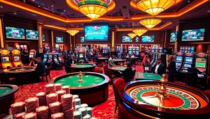 Experience the thrill of casino gaming with https://jun886.dev/ featuring roulette wheels and vibrant slot machines.