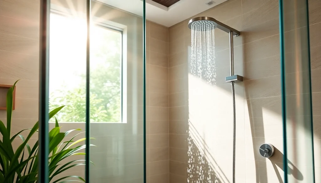 Experience the freshness of a sunny shower USA in a modern bathroom with natural elements.