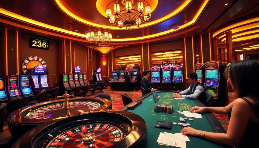 Engaged players enjoying exciting table games at nhà cái vua99 casino.