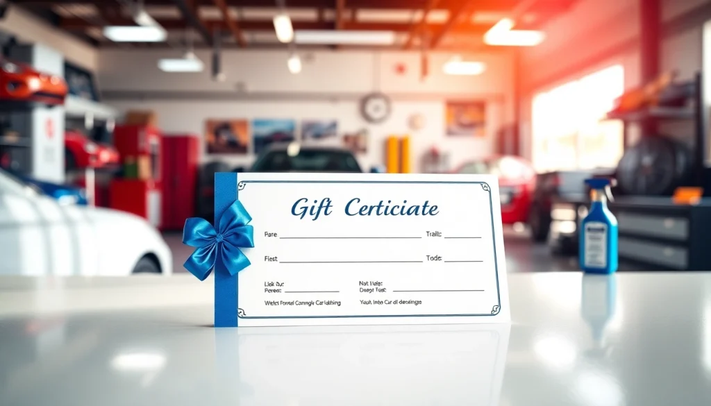 Gift certificate for car detailing showcasing a premium feel and professional services.