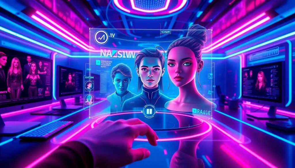 Engaging NSFW character AI interface showcasing customizable avatars and futuristic design.