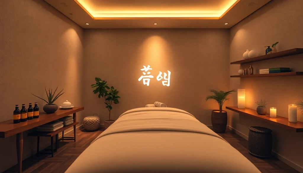 궁극의 휴식을 위한 편안한 분위기와 고급스러운 장식이 있는 속초 마사지 룸.
