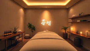 궁극의 휴식을 위한 편안한 분위기와 고급스러운 장식이 있는 속초 마사지 룸.