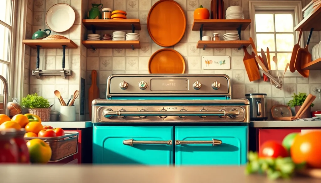Feature the Retro Oven in an inviting kitchen as it bakes fresh ingredients.