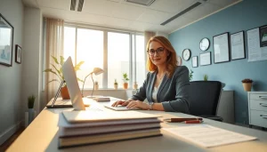 Scena biura Księgowości z Marzeną Owczarzak, prezentująca profesjonalne usługi księgowe w Poznaniu.