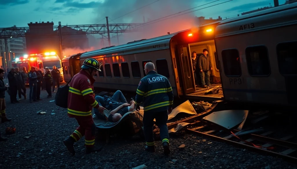 Rescuers assisting at the spain train crash scene, showcasing emergency response efforts.