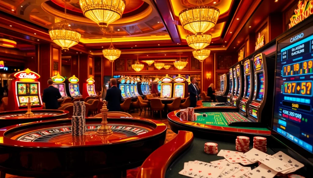 Découvrez le casino en ligne argent réel avec des joueurs à enjeux élevés aux élégantes tables de roulette et machines à sous.