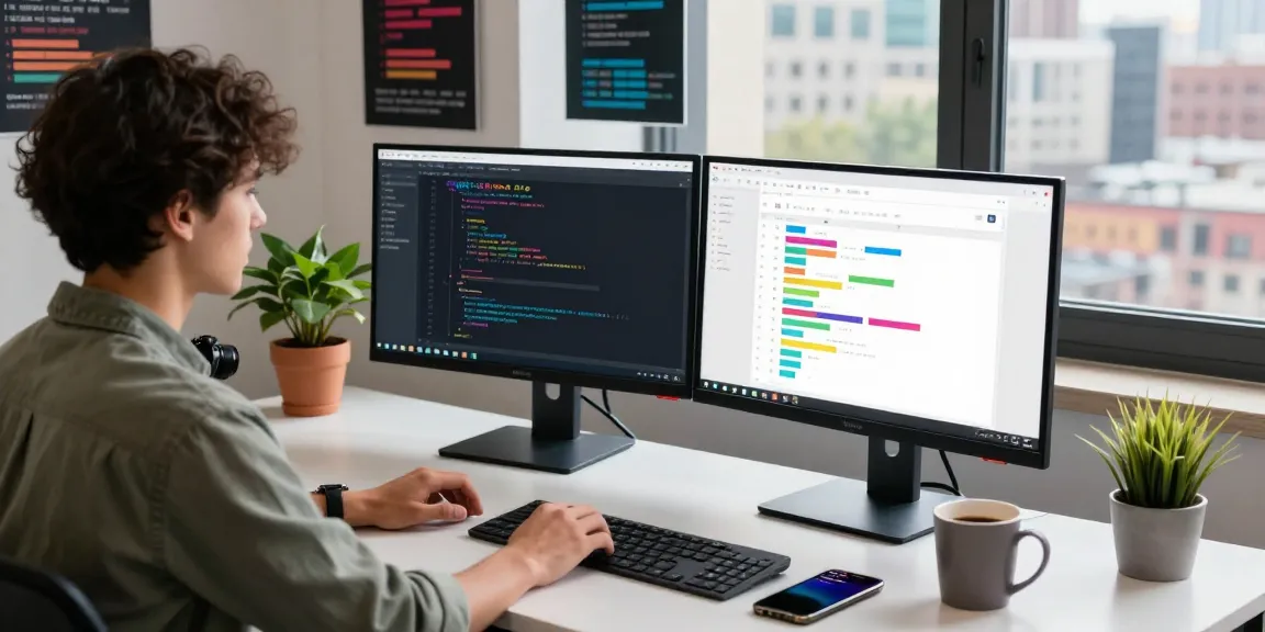 Developer working on the 纸飞机中文版 app in a modern tech workspace, showcasing productivity and innovation.